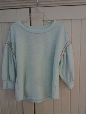 Arizona Jean Company Light Blue Girls Sweatshirt with Crochet Trim